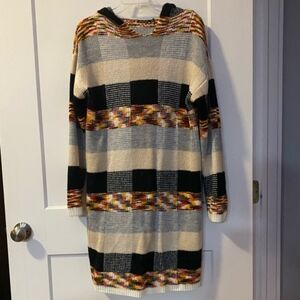 Striped Sweater Dress with Hood